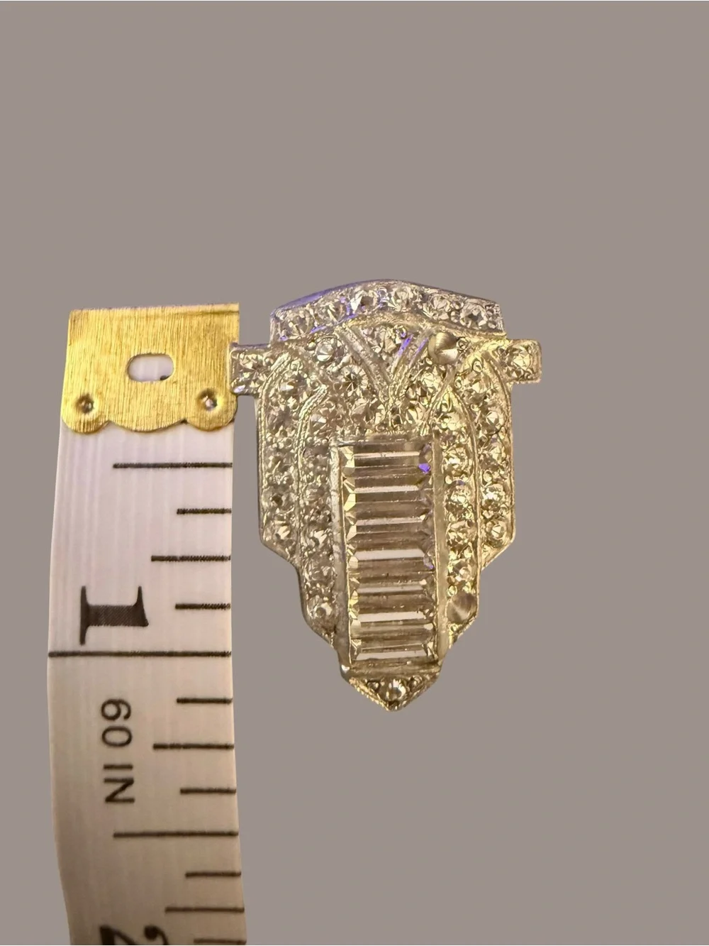 Vintage Silvertone Rhinestone Shoe Clip Art Deco Style Statement Jewelry